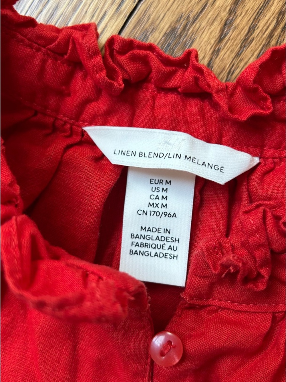 H&M Red Ruffle Sleeve Blouse - Picture 4 of 5